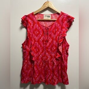 Savanna Jane Ruffle Pink And Red Top Women’s Size Large